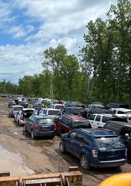 Foreign and domestic vehicle salvage parts inventory at Bud Jones & Sons Auto Salvage