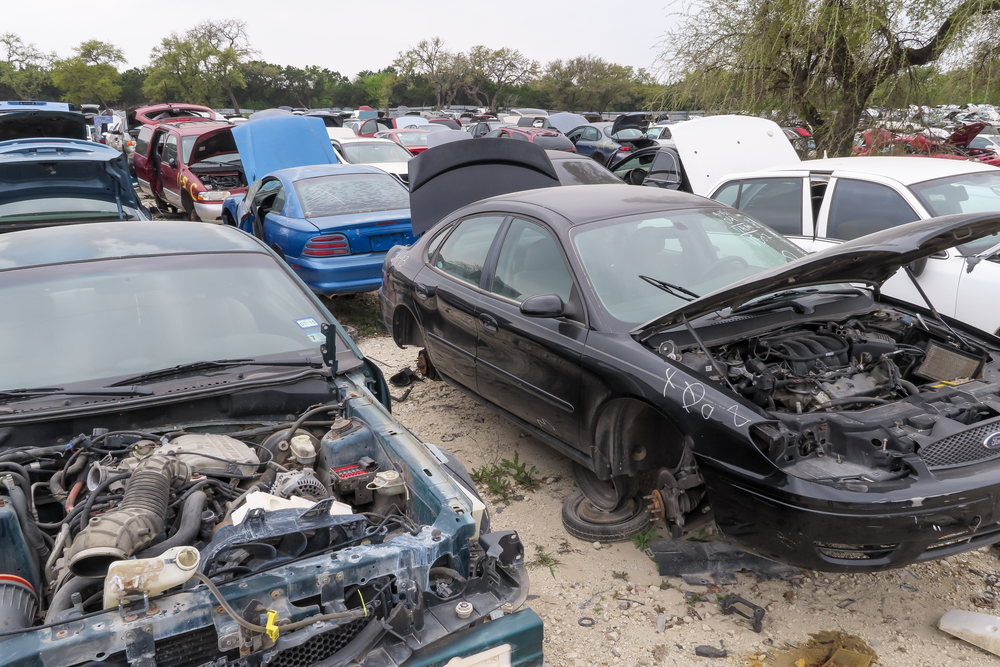 Foreign and domestic vehicle salvage parts inventory at Bud Jones & Sons Auto Salvage